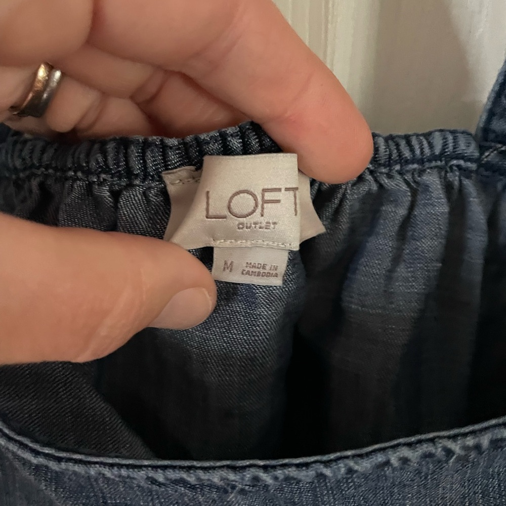 LOFT Chambray Crop Tank in Indigo - Picture 2 of 3